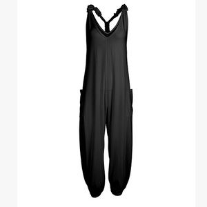 Black racer back pocket jumpsuit